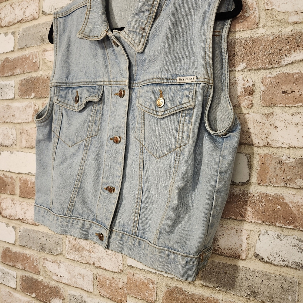 Bill Blass Light Wash Blue Denim Vintage Vest Size  Large